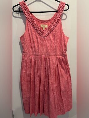 Moulinette Soeurs pink melon polka dot dress garden party office cotton flared 4